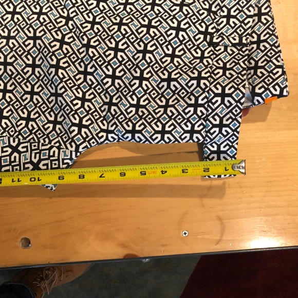 Joe Fresh, preppy party pants, cuffed crops, size 10,  white, navy & turquoise - Picture 3 of 7